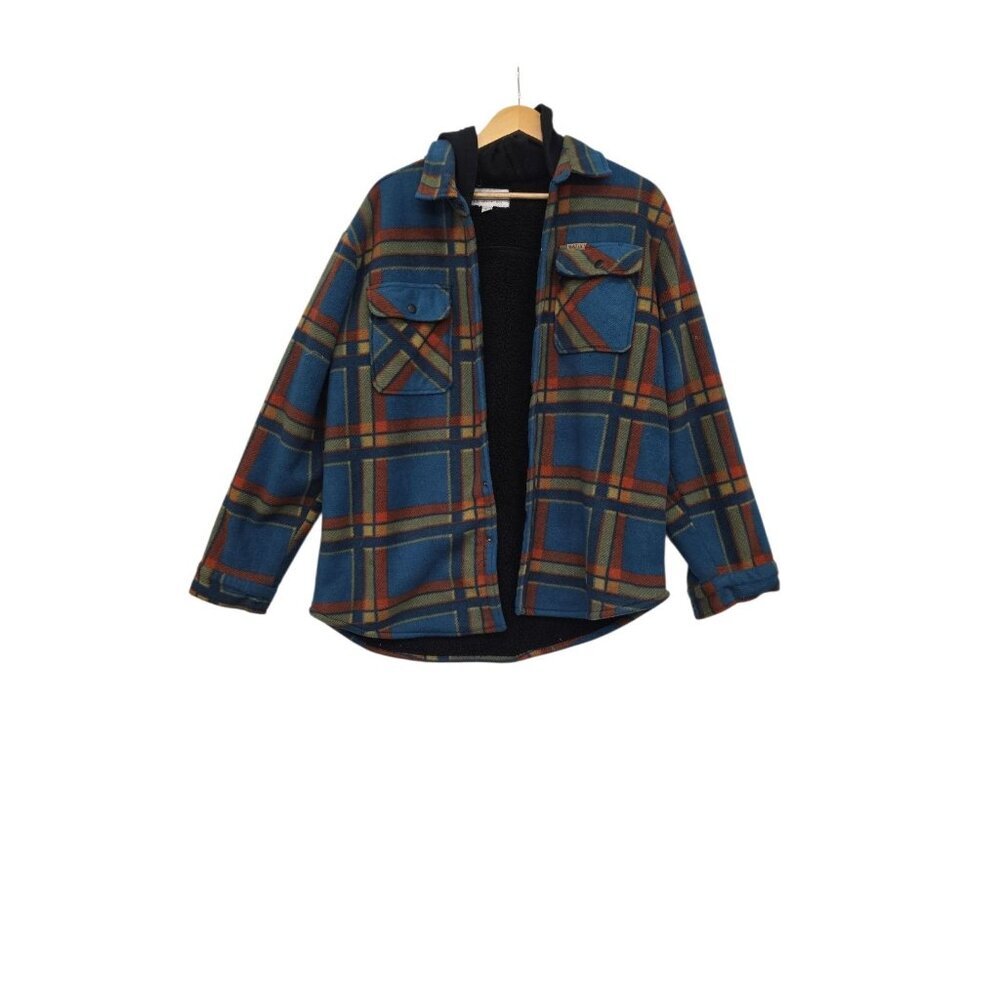 Matix Plaid Polar Fleece Hooded Sherling Jacket Sz XL